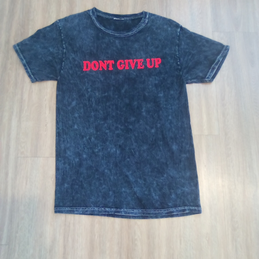 Black Graphic T-Shirt with Red Text
